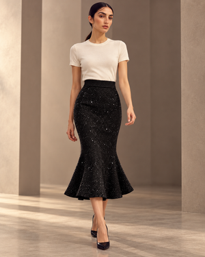 Sparkle Knit Midi Skirt