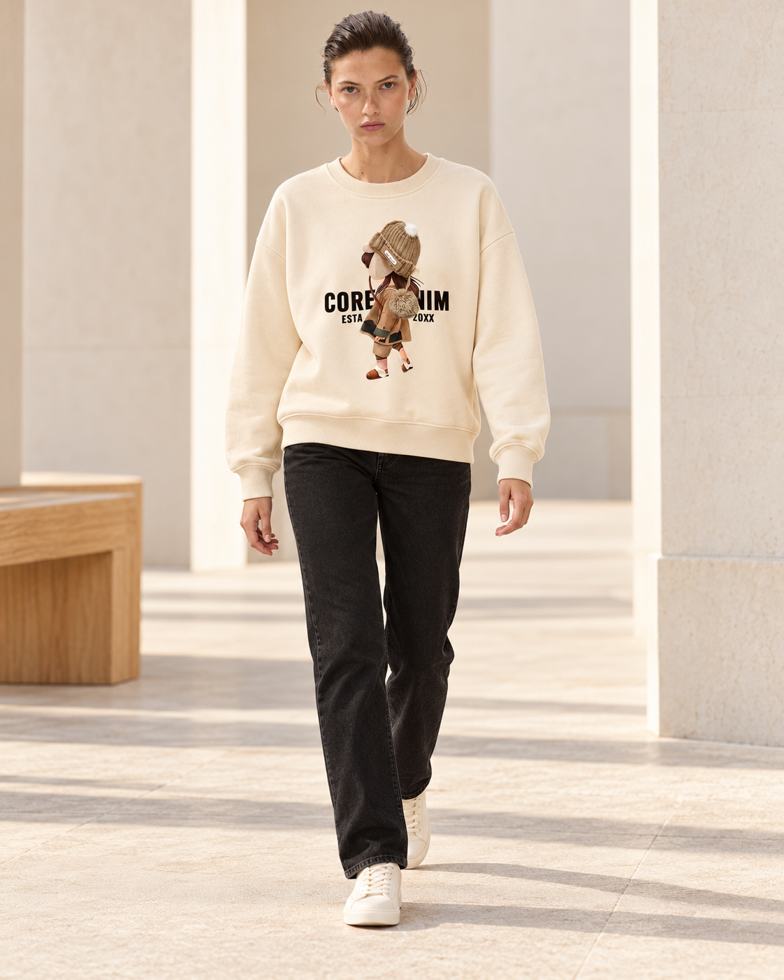 3D Pom-Pom Graphic Sweatshirt – model hero