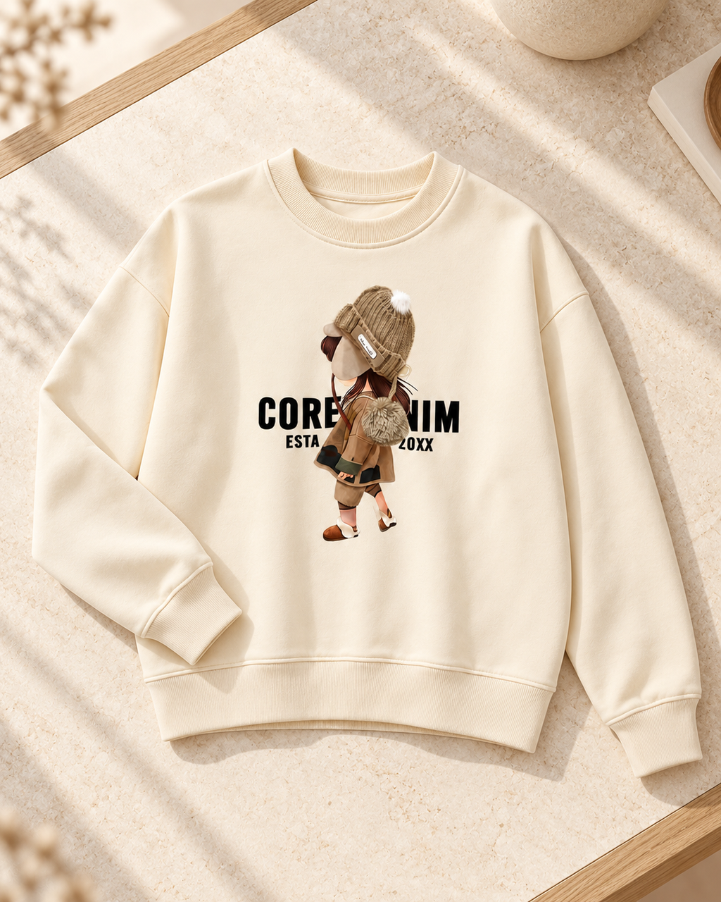 3D Pom-Pom Graphic Sweatshirt – single colour flatlay