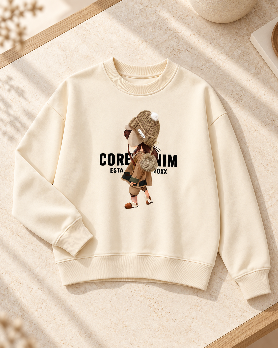 3D Pom-Pom Graphic Sweatshirt – single colour flatlay