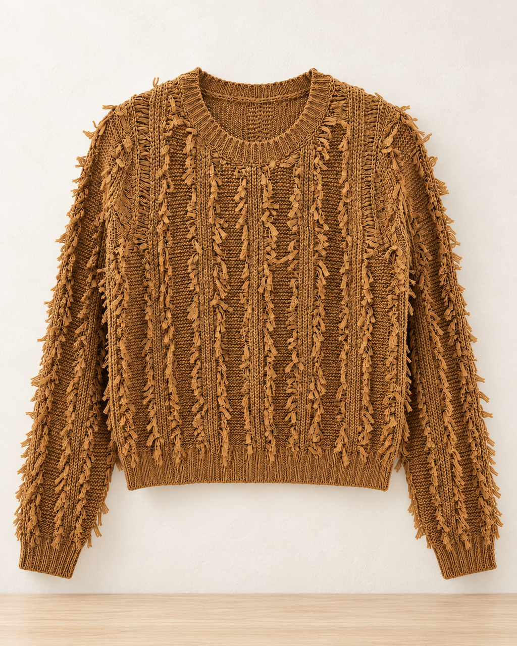 Bordeaux Fringe Knit – brown product showcase
