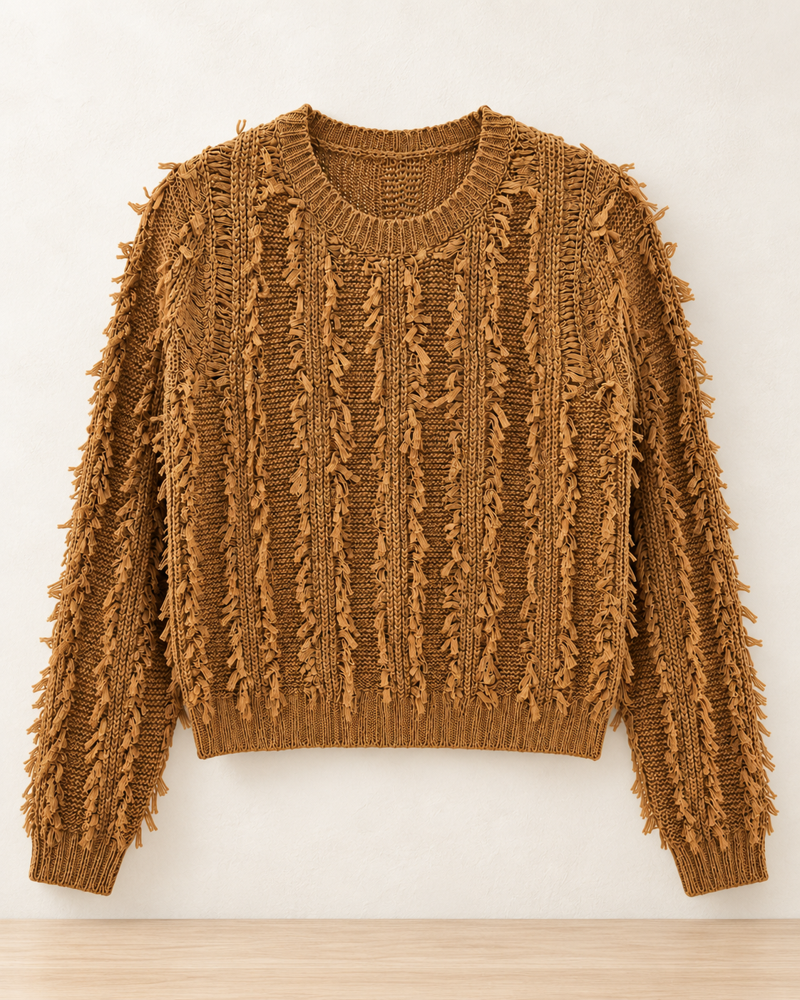 Bordeaux Fringe Knit – brown product showcase