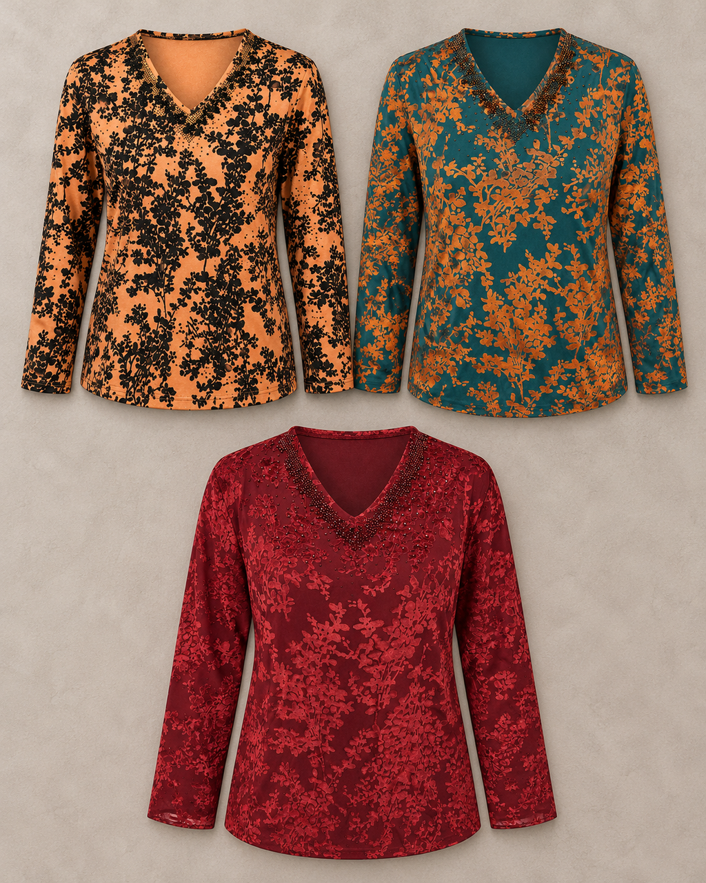 Botanical Embellished Top – three colours