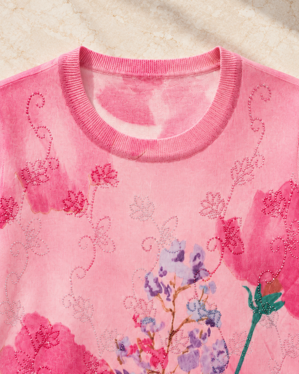Botanical Vintage Top – neckline detail
