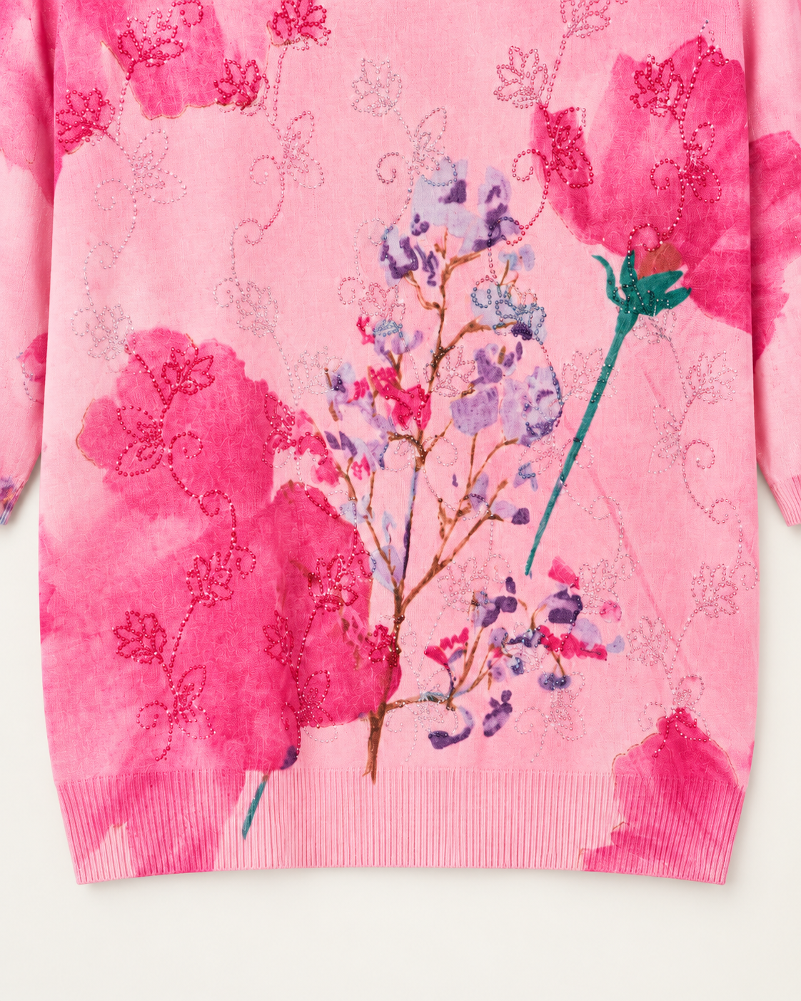 Botanical Vintage Top – hem print detail
