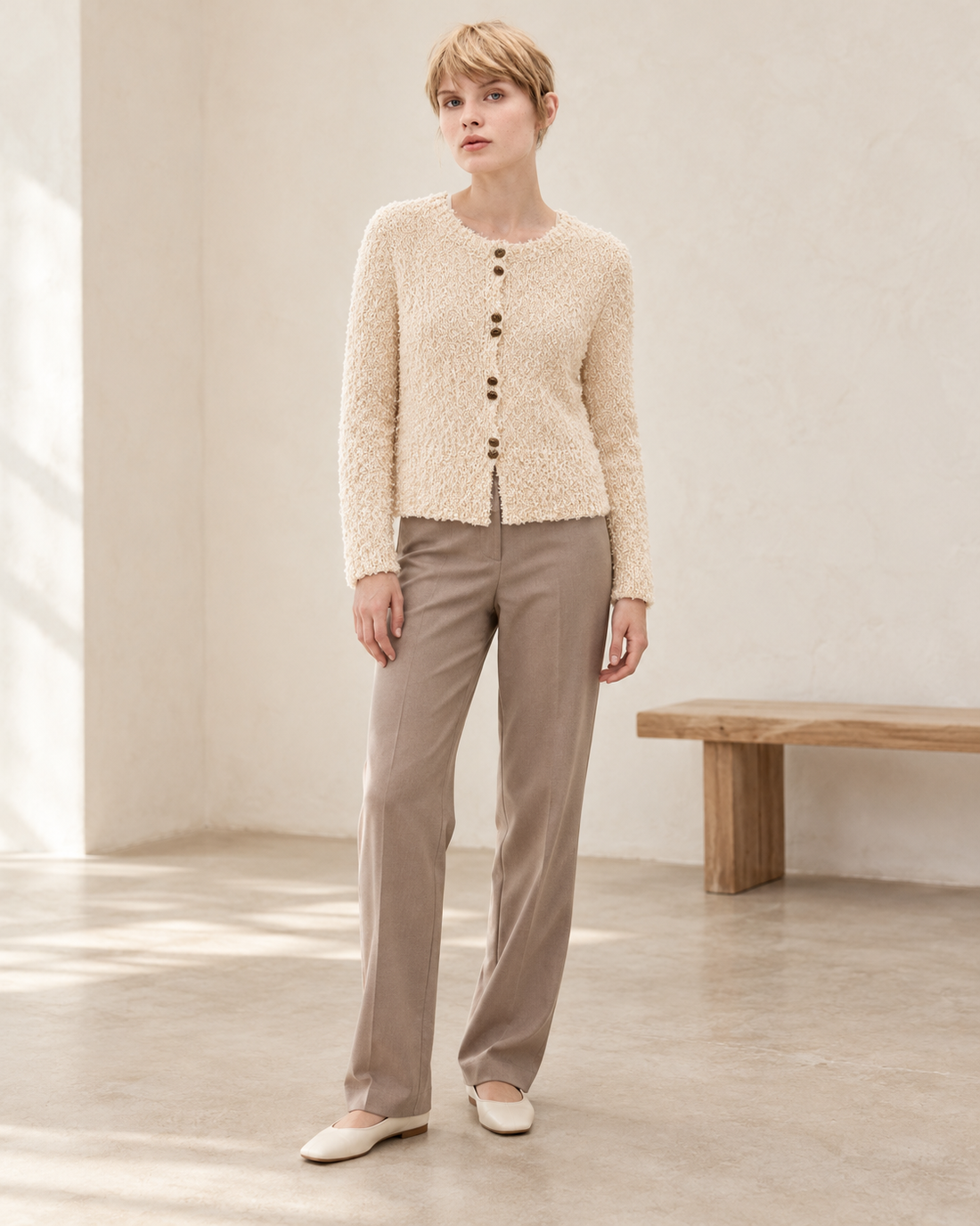 Bouclé Button Cardigan