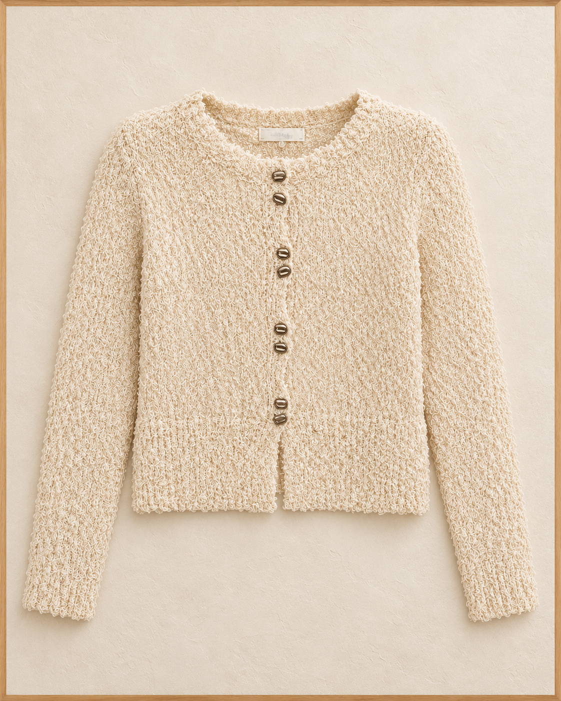 Bouclé Button Cardigan – front flatlay