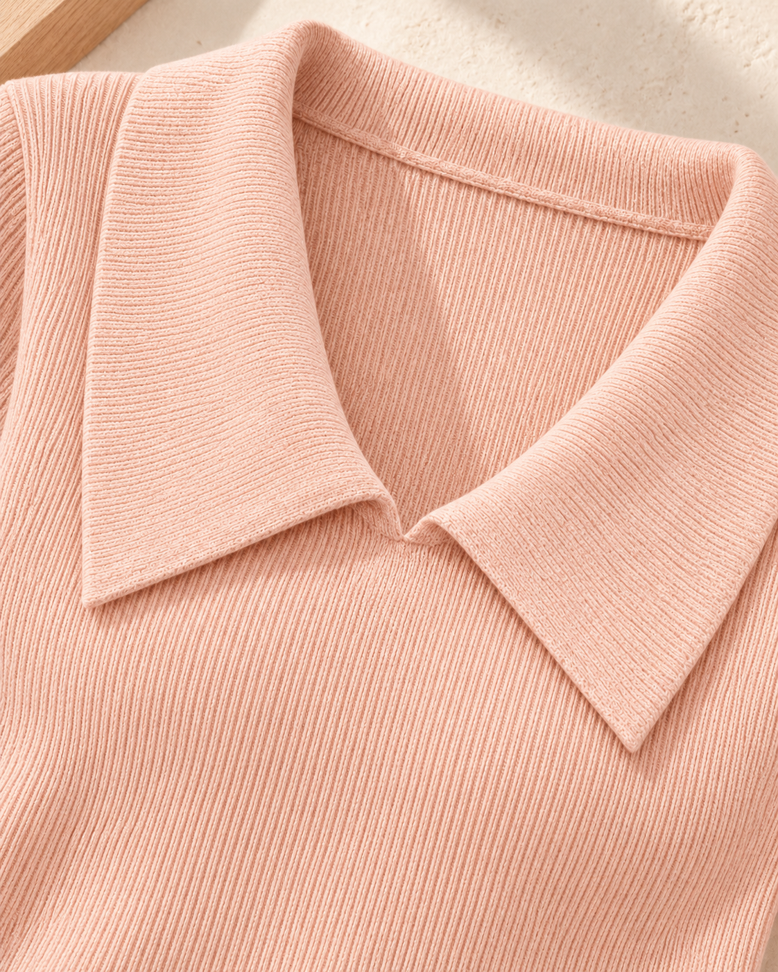 Collared Flare Sleeve Knit Top – blush collar detail