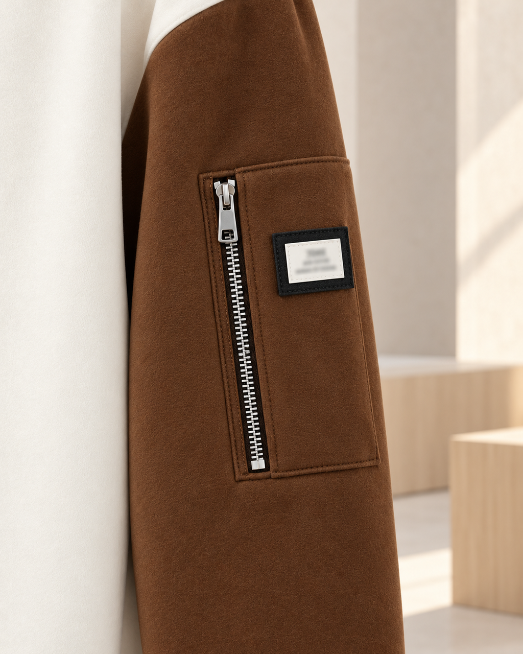 Colour Block Quarter Zip Sweatshirt – zip pocket detail