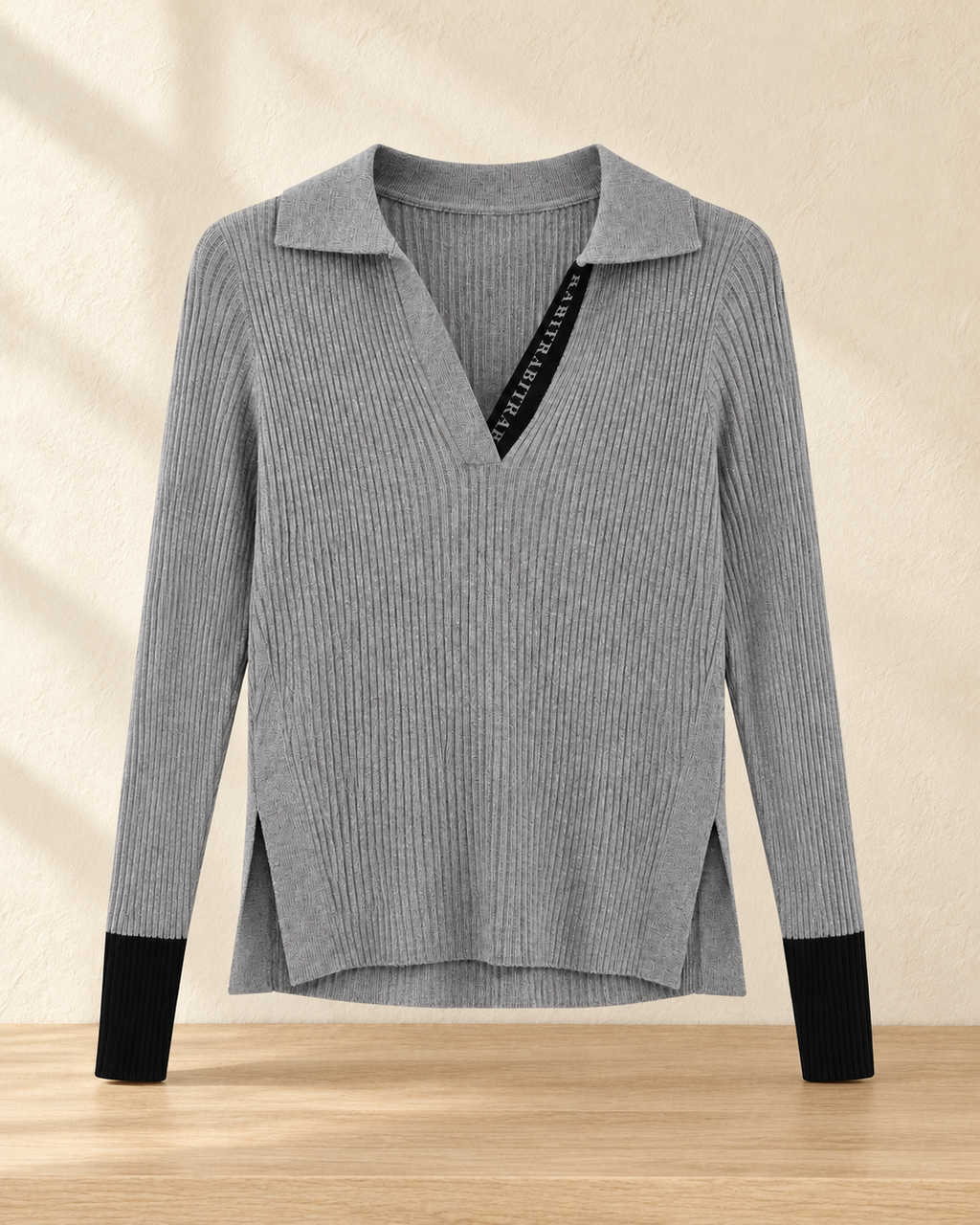 Contrast Cuff Rib Polo Knit – product showcase