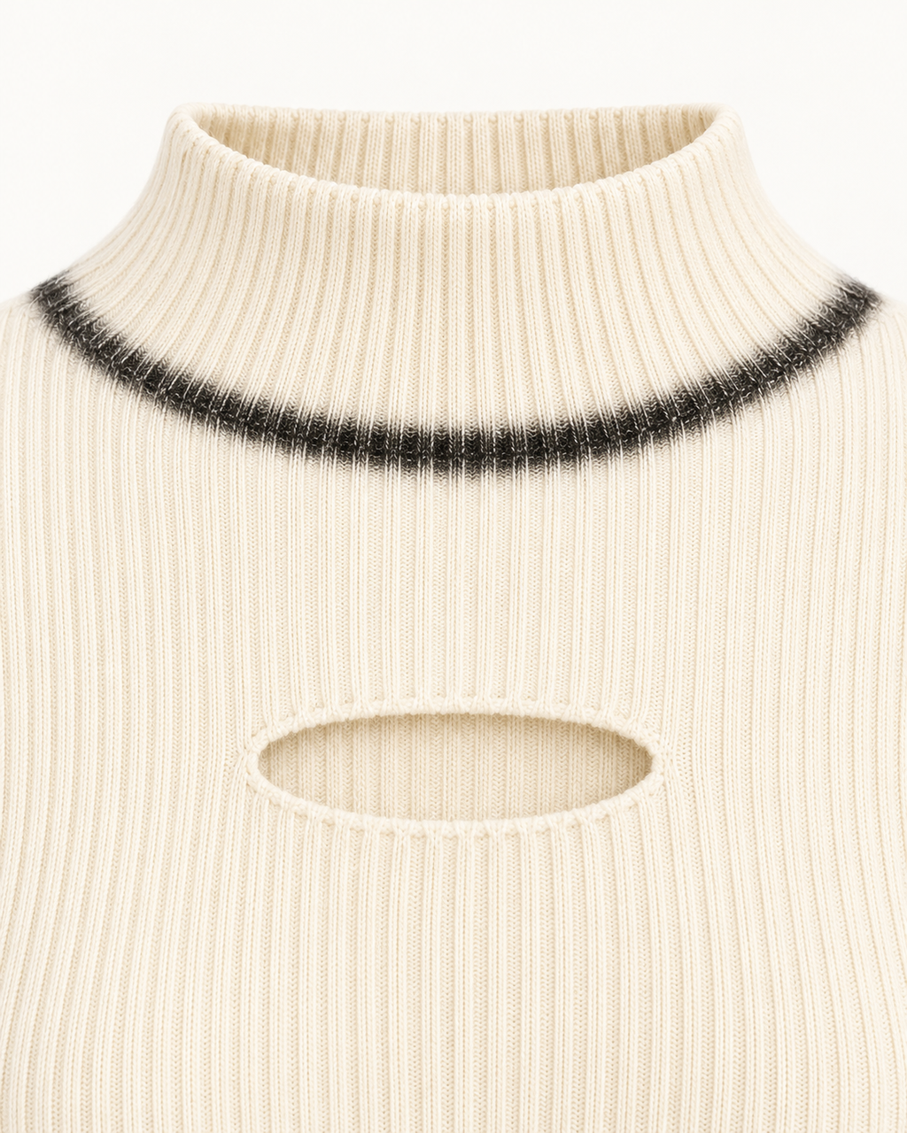 Contrast Trim Cut-Out Ribbed Top – cutout neck detail