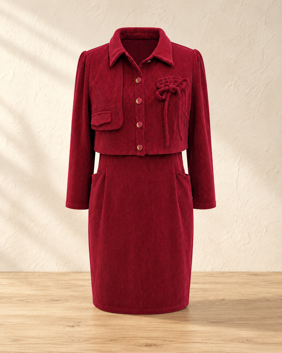 Corduroy Cropped-Jacket Style Dress – product showcase