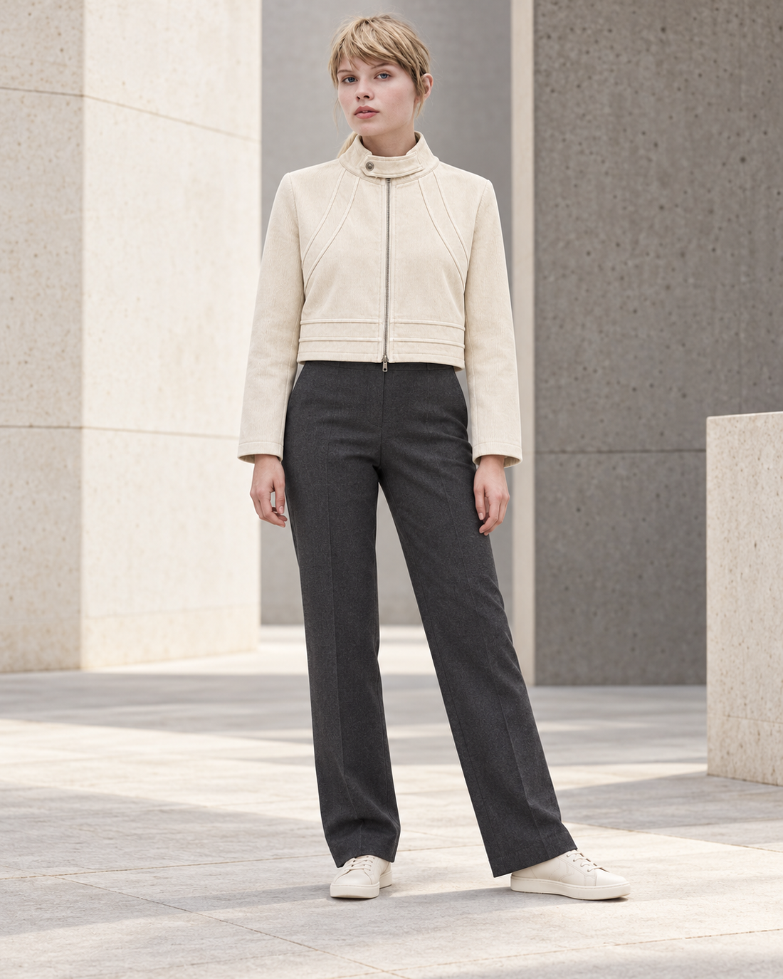 Corduroy Zip-Up Cropped Jacket