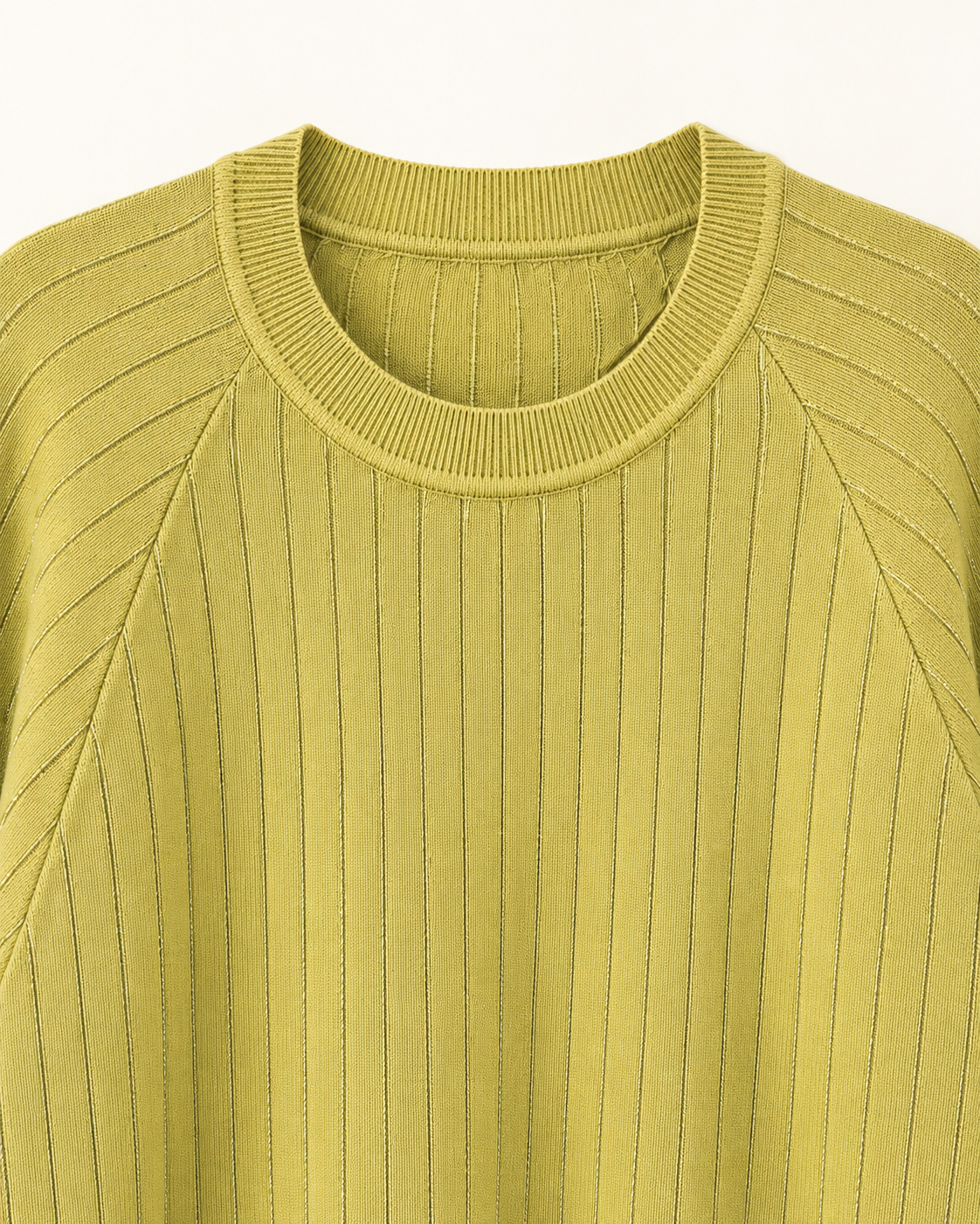 Crew Neck Rib Sweater – raglan neck detail