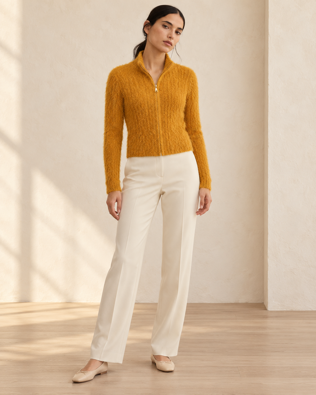 Cropped Furry Zipper