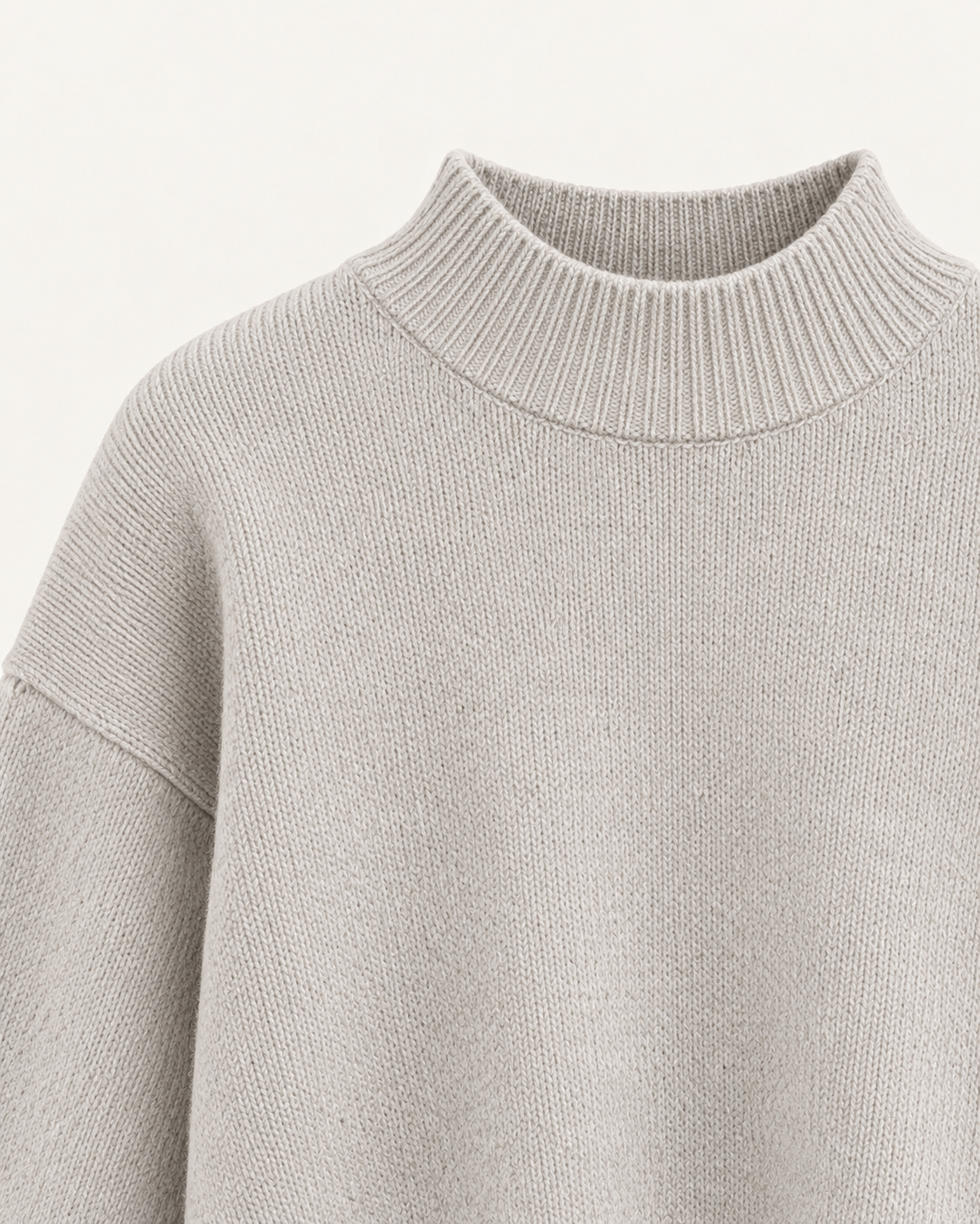 Cropped Mock Neck Knit Sweater – neck rib detail