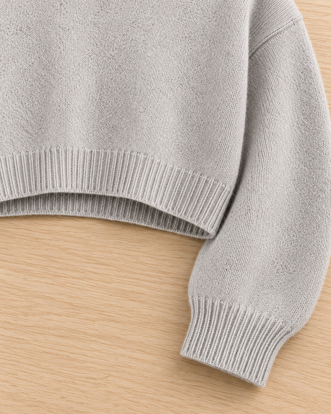 Cropped Mock Neck Knit Sweater – cuff hem detail