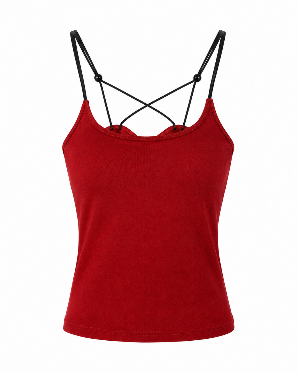 Cross Strap Padded Cami Top – red showcase