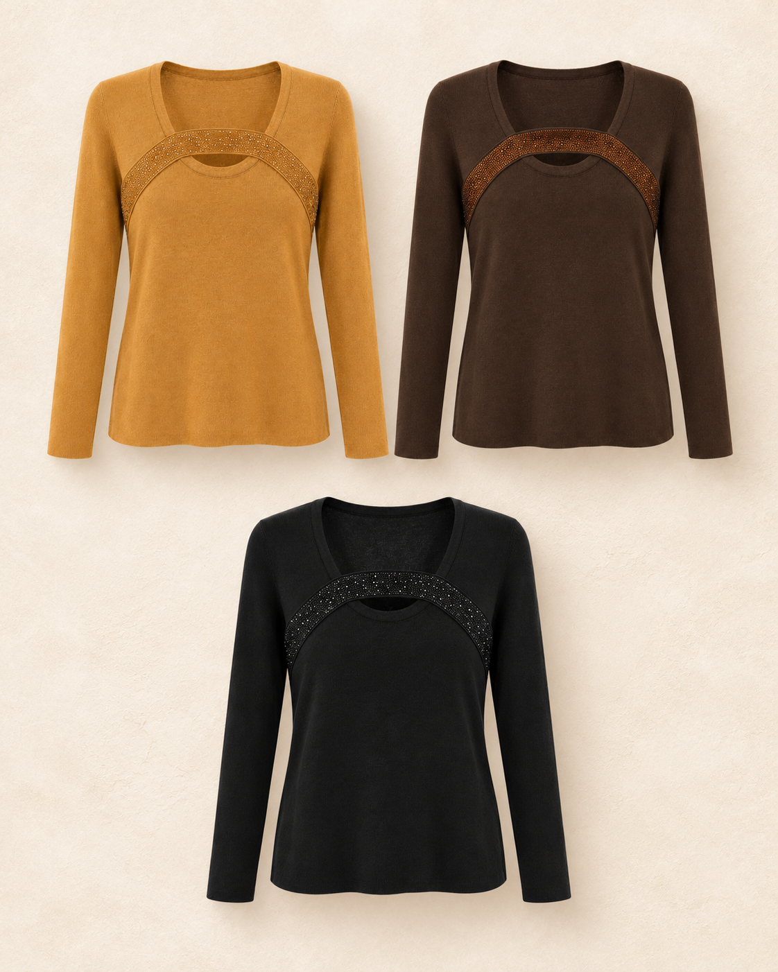 Crystal Strap Knit Top – colours comparison