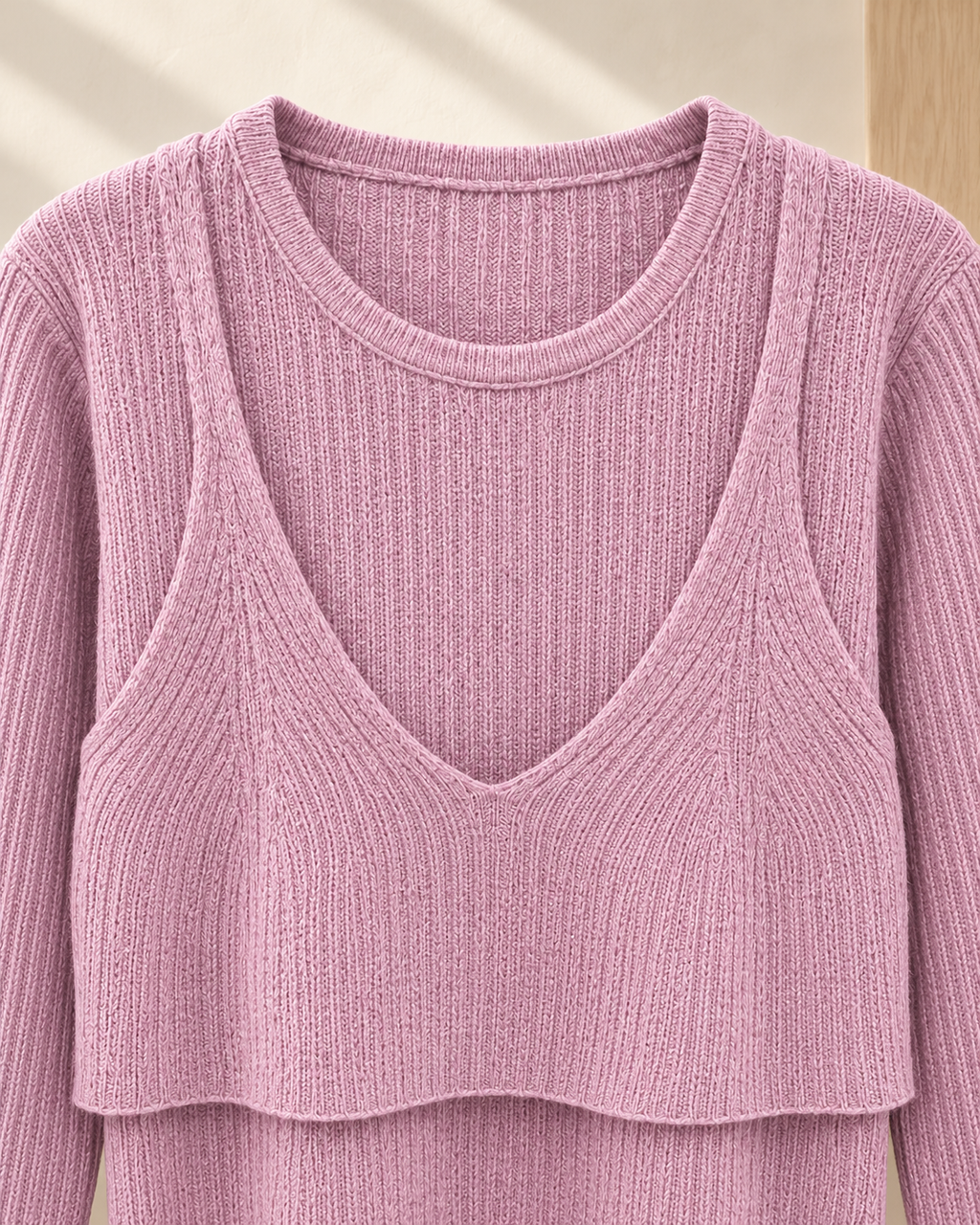 Double Layer Knit Top – layered neckline detail
