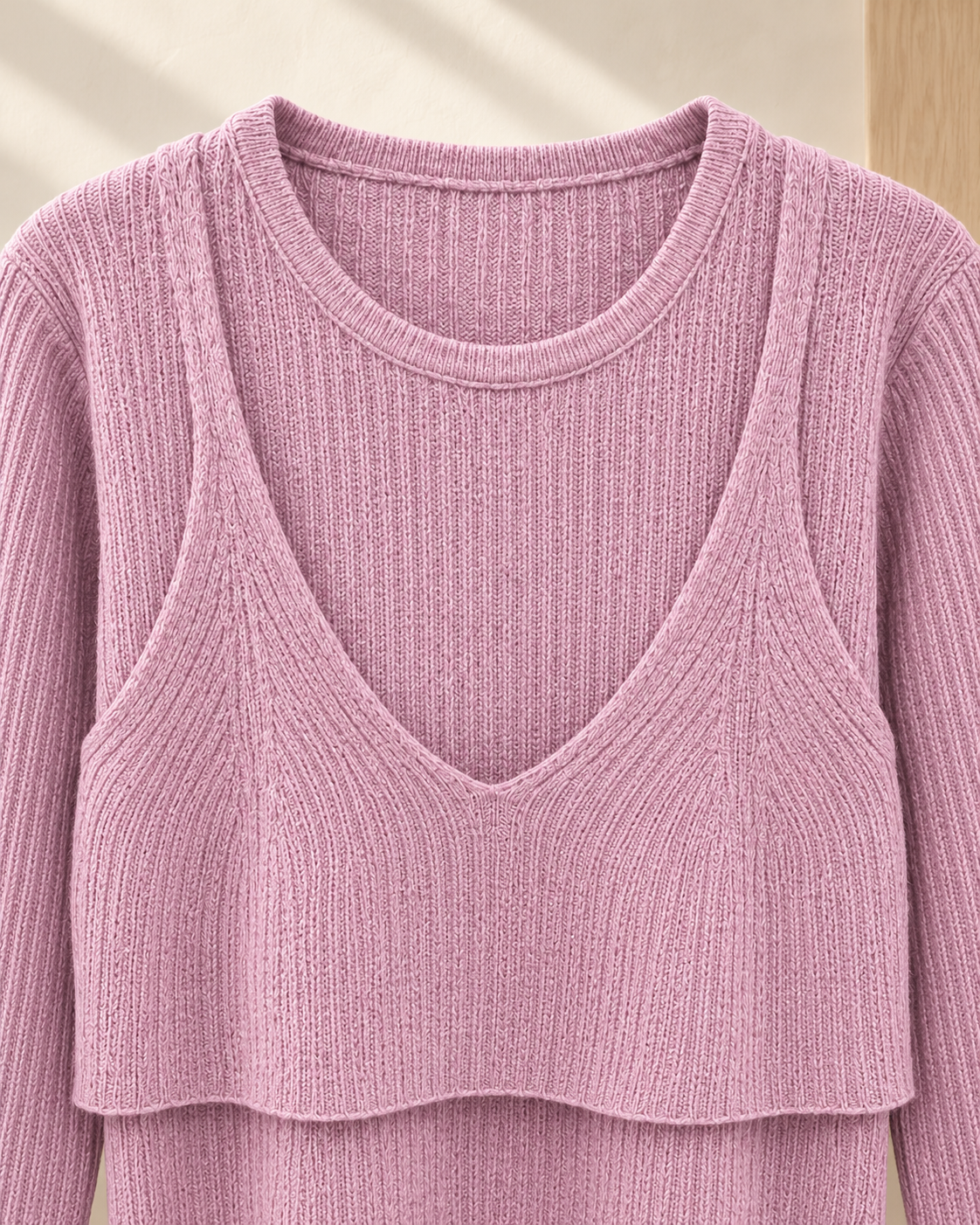 Double Layer Knit Top – layered neckline detail
