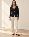 Embellished V-Neck Ribbed Top – full length hero
