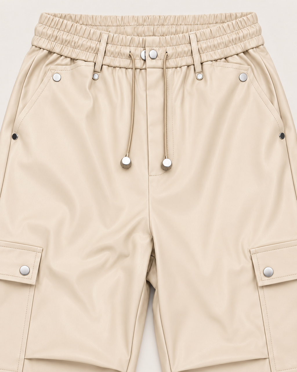 Faux Leather Cargo Pants – waist pocket detail