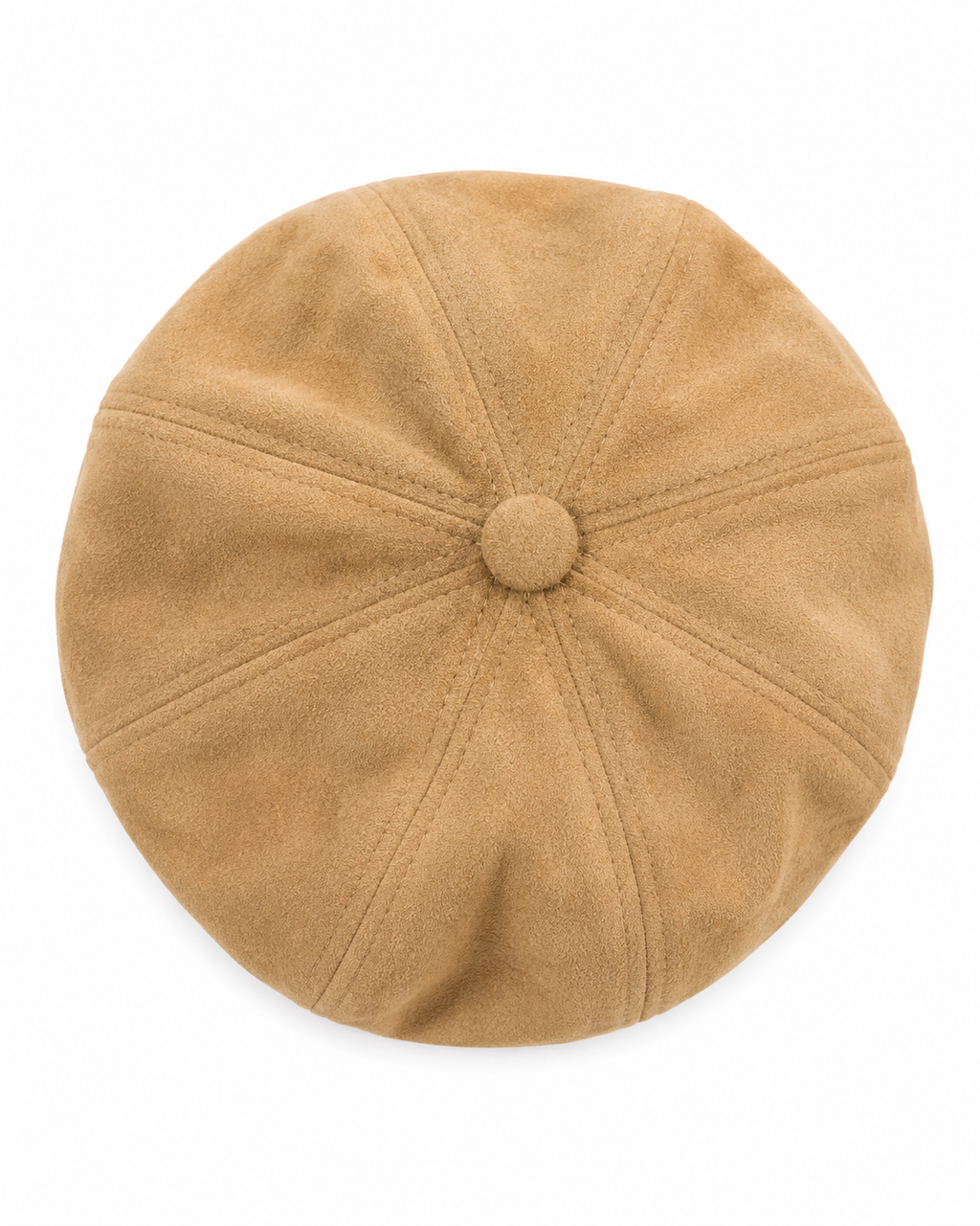 Faux Suede Baker Boy Cap – top seam view