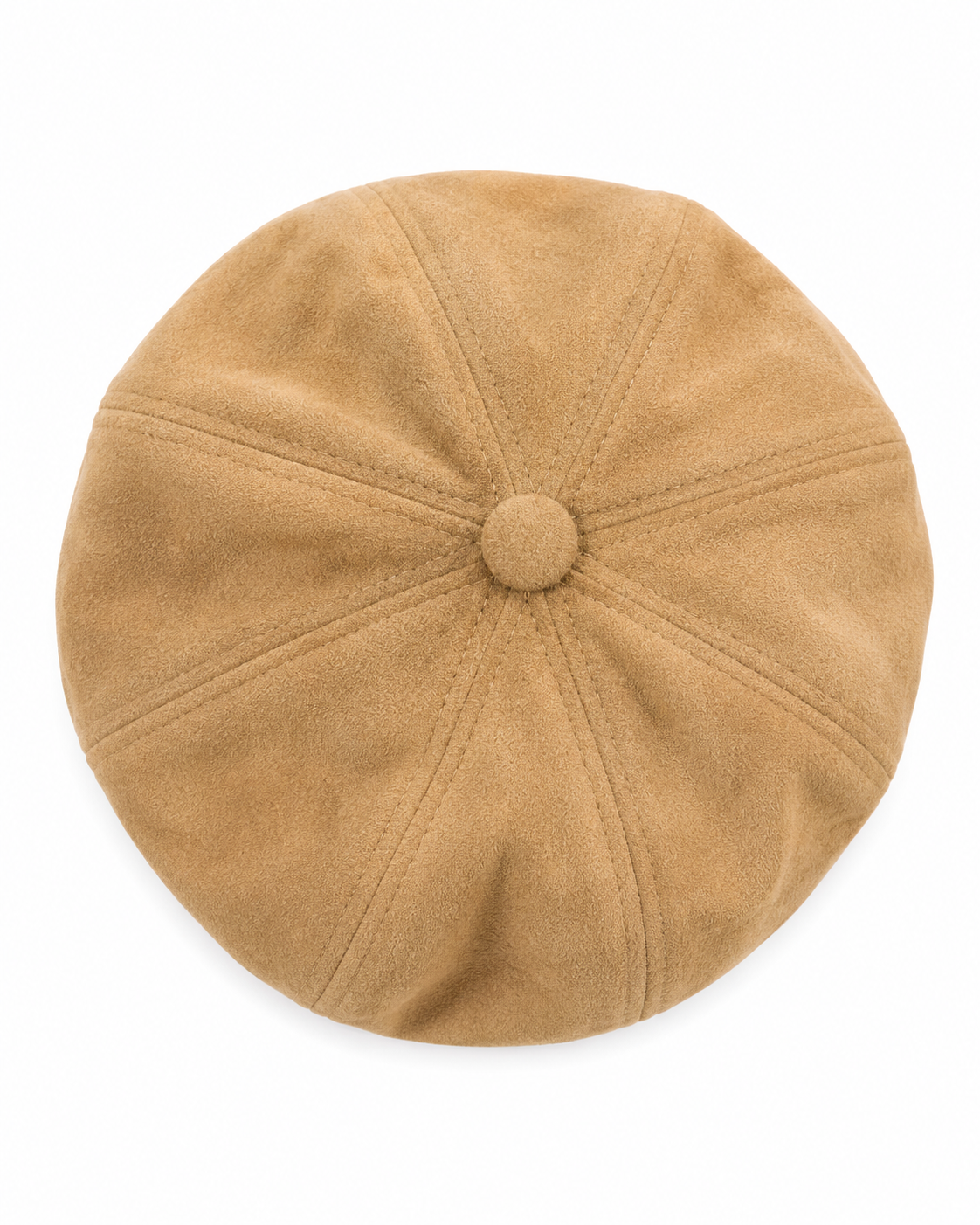 Faux Suede Baker Boy Cap – top seam view
