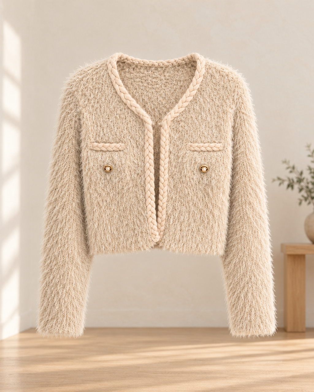 Fuzzy Crop Cardigan – product showcase
