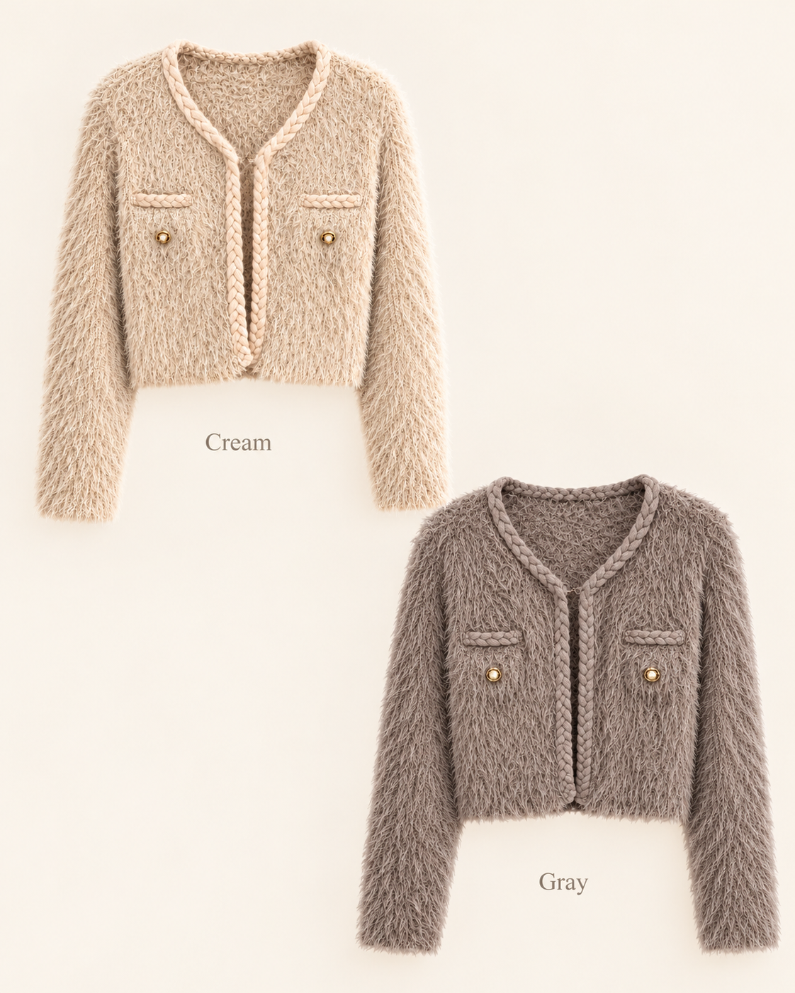 Fuzzy Crop Cardigan – colours
