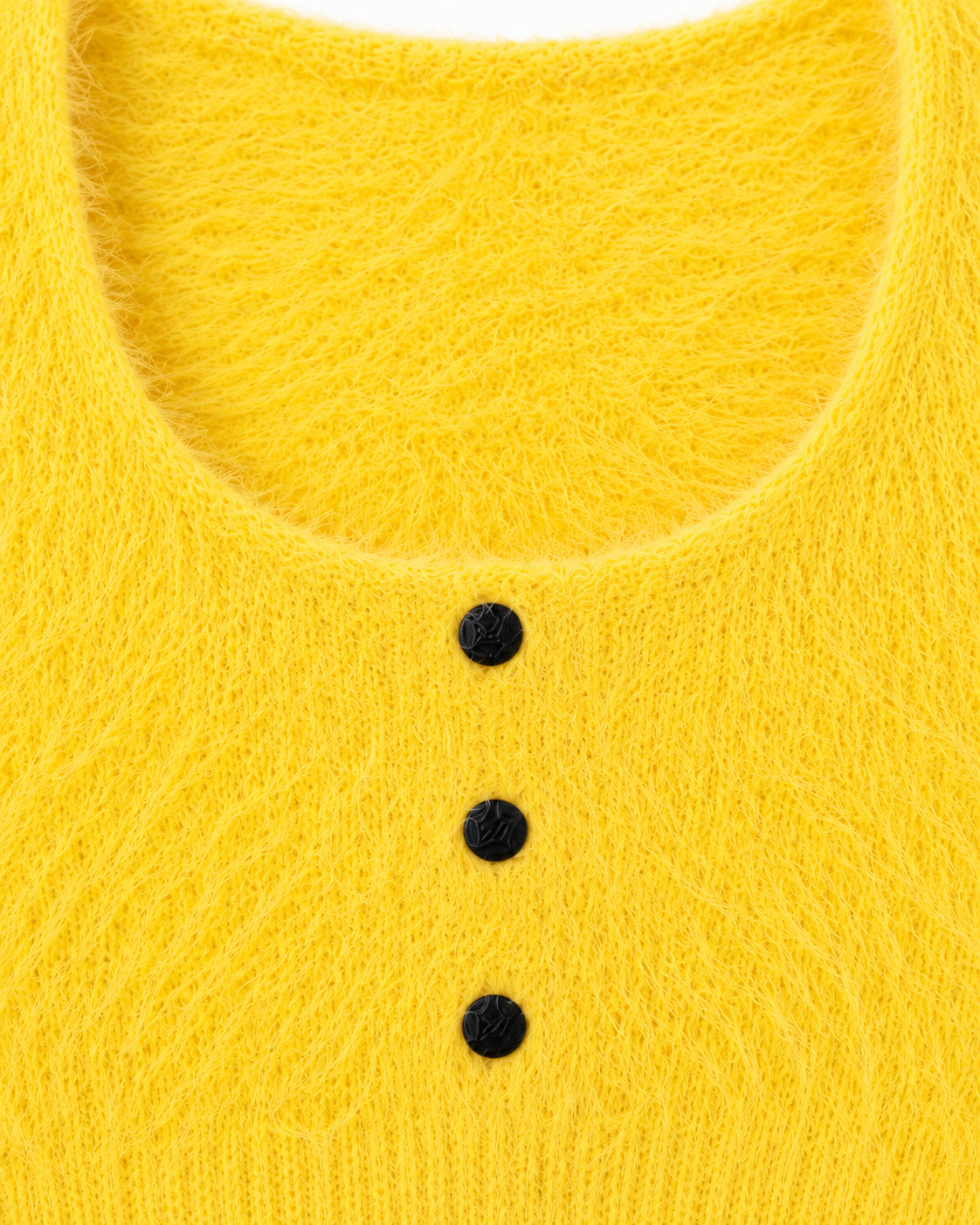 Fuzzy Knit Crop Top – neckline button detail
