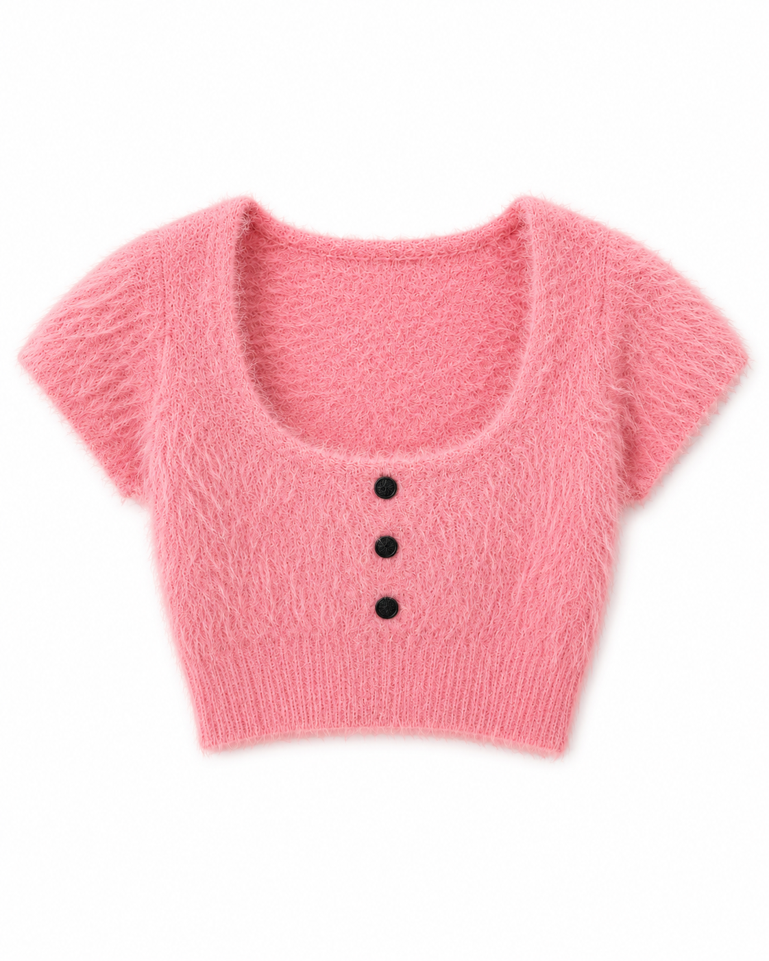 Fuzzy Knit Crop Top – pink front