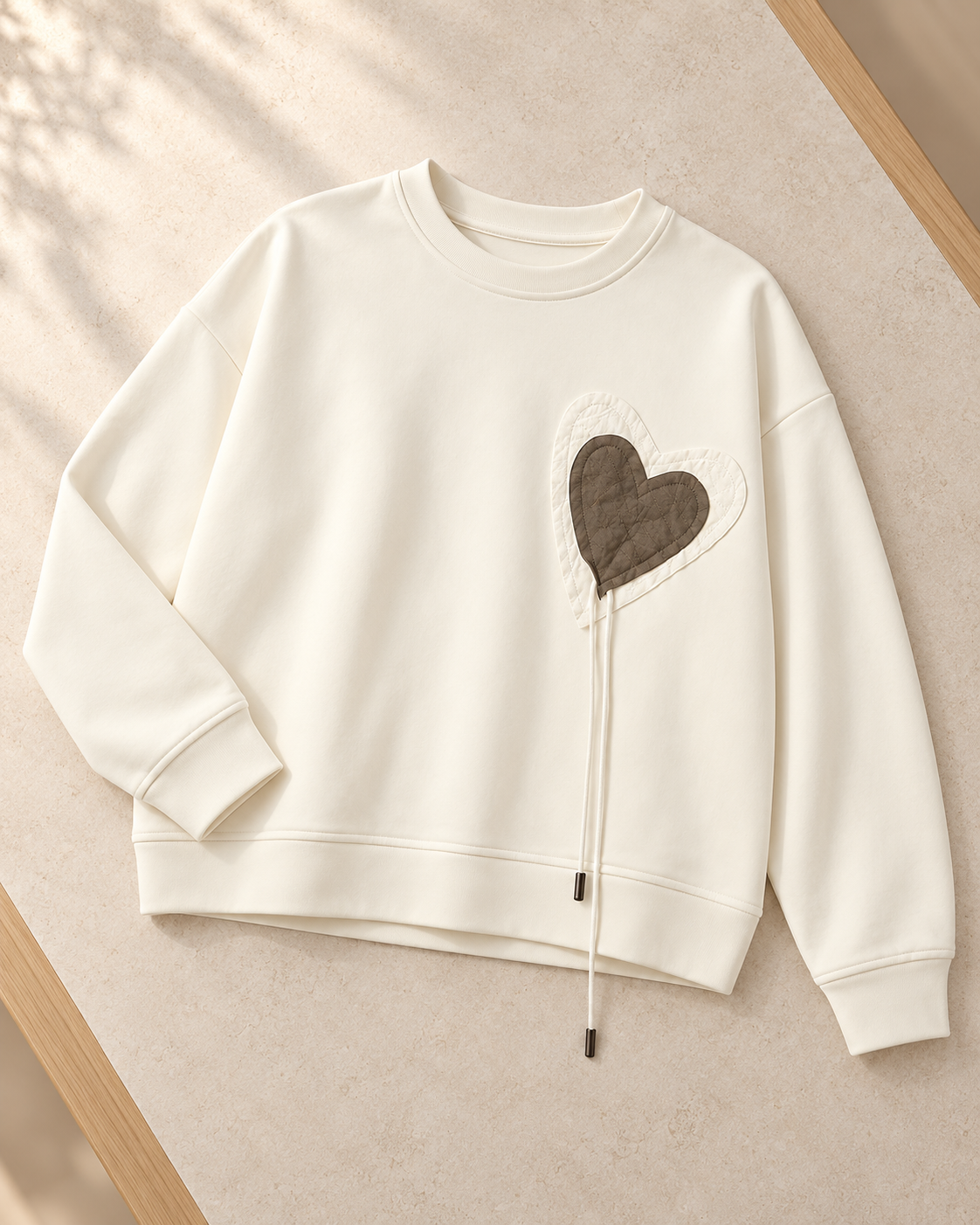 Heart Patch Sweatshirt – single colour flatlay