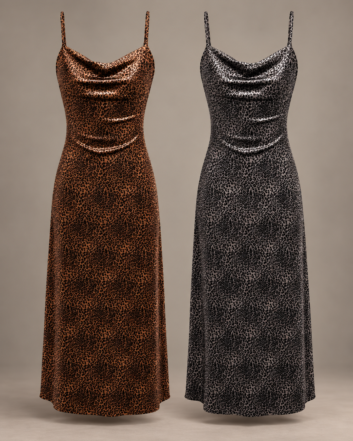 Leopard Cowl Midi Dress – colours comparison