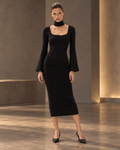 Noir Sculpt Knit Dress (Detachable TurtleNeck) – full length hero