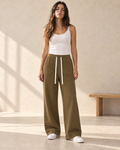 Olive Wide Leg Sweatpants – model hero