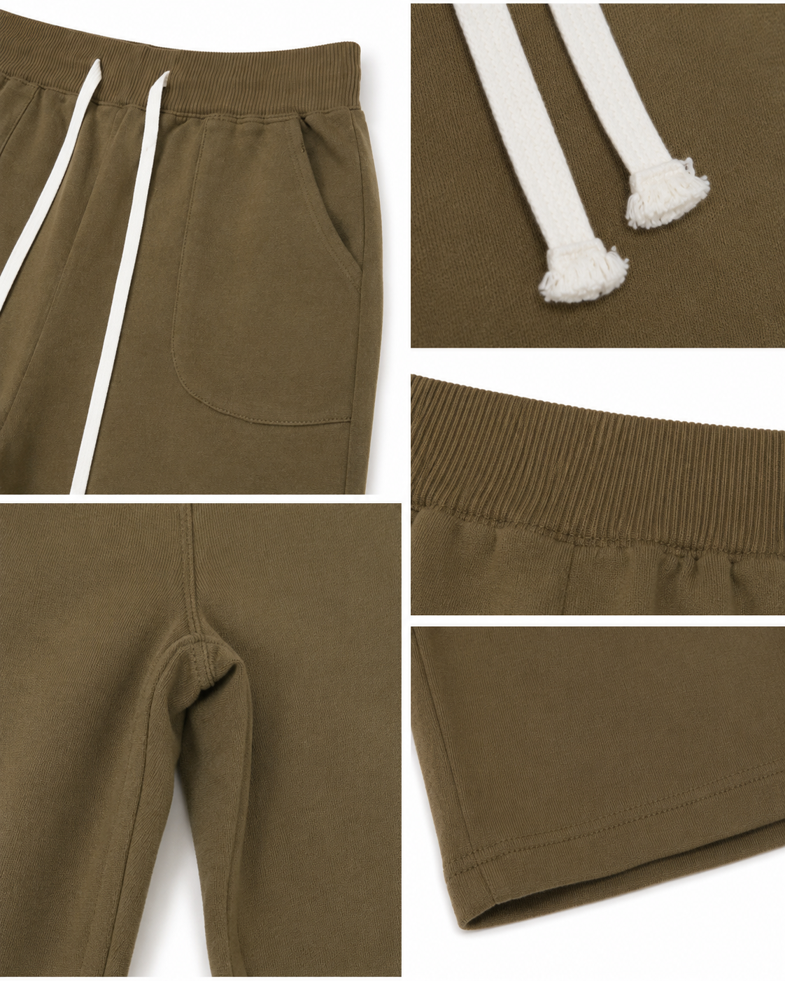 Olive Wide Leg Sweatpants – construction details