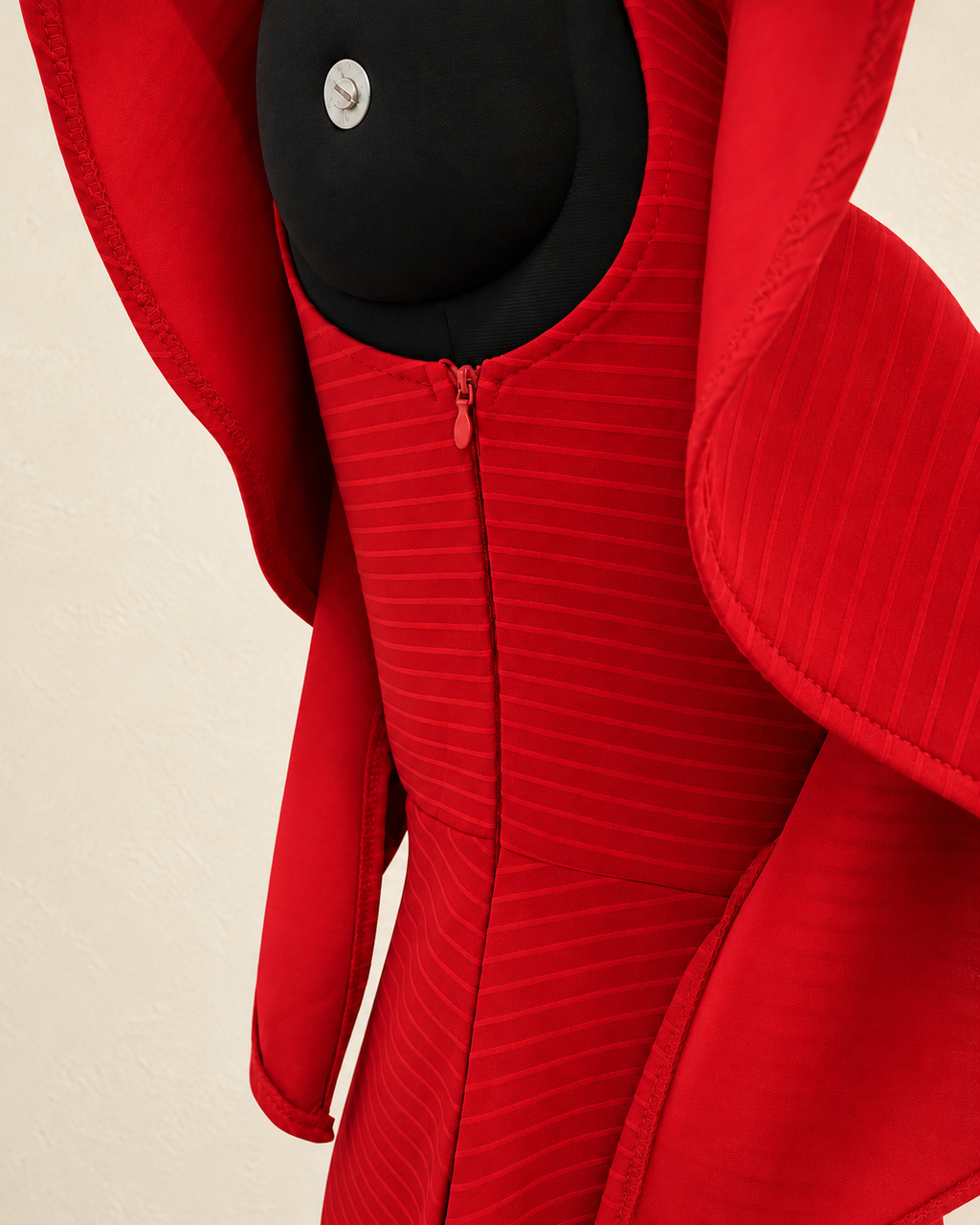 One-Shoulder Ruffle A-Line Dress – construction detail