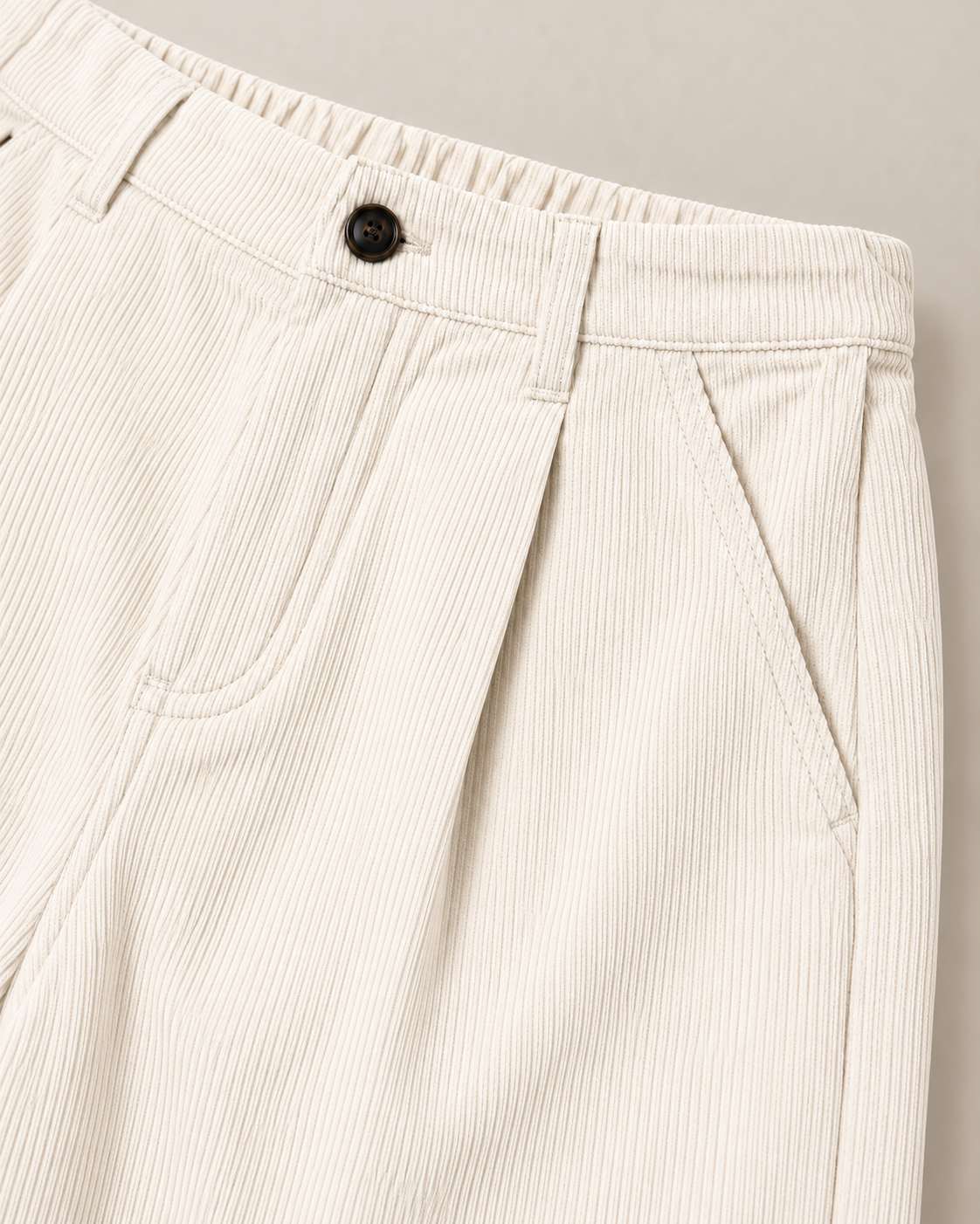 Pleated Corduroy Culotte Trousers – waist pleat detail