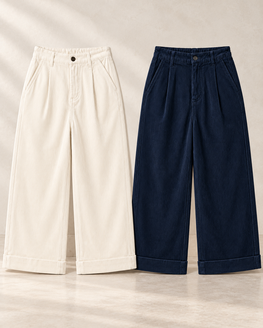 Pleated Corduroy Culotte Trousers – colours