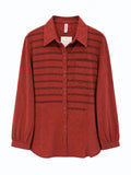 Regular Suede Asymmetrical Striped Shirt – maroon front