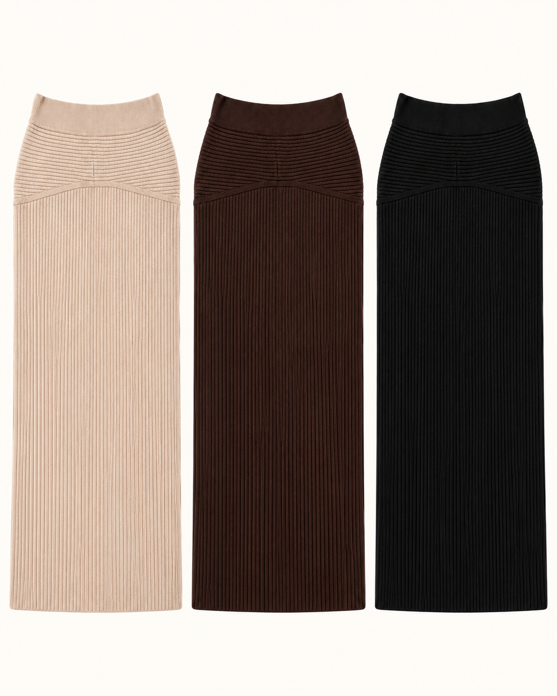 Rib Knit Midi Skirt – colours comparison