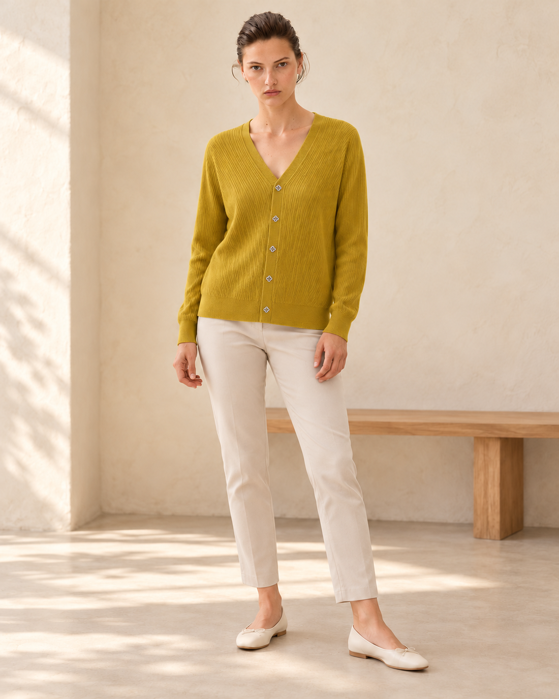Ribbed Button Cardigan