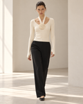Rose Halter Ribbed Knit Top – model hero