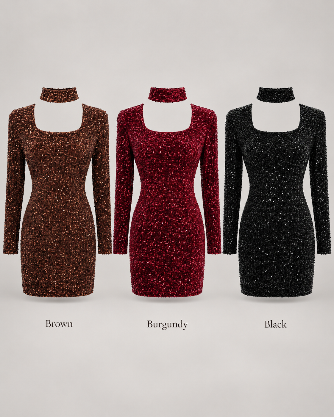 Sequin Choker Mini Dress – colour comparison