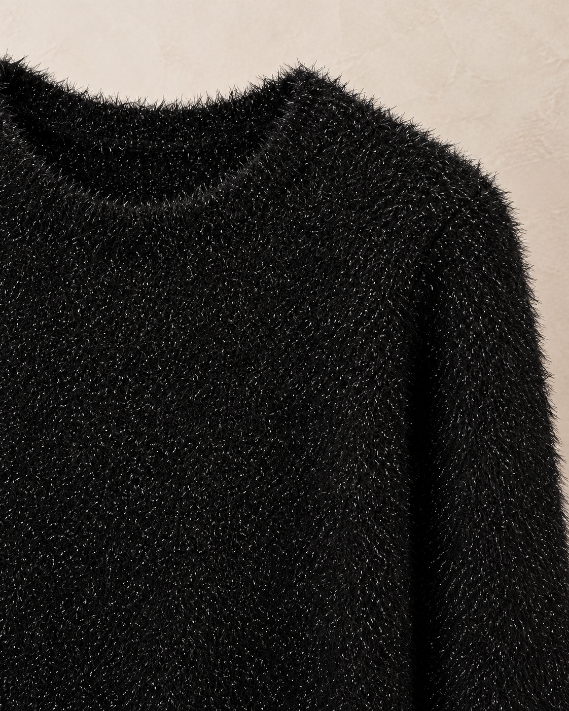 Shimmer Eyelash Knit Sweater – neckline detail