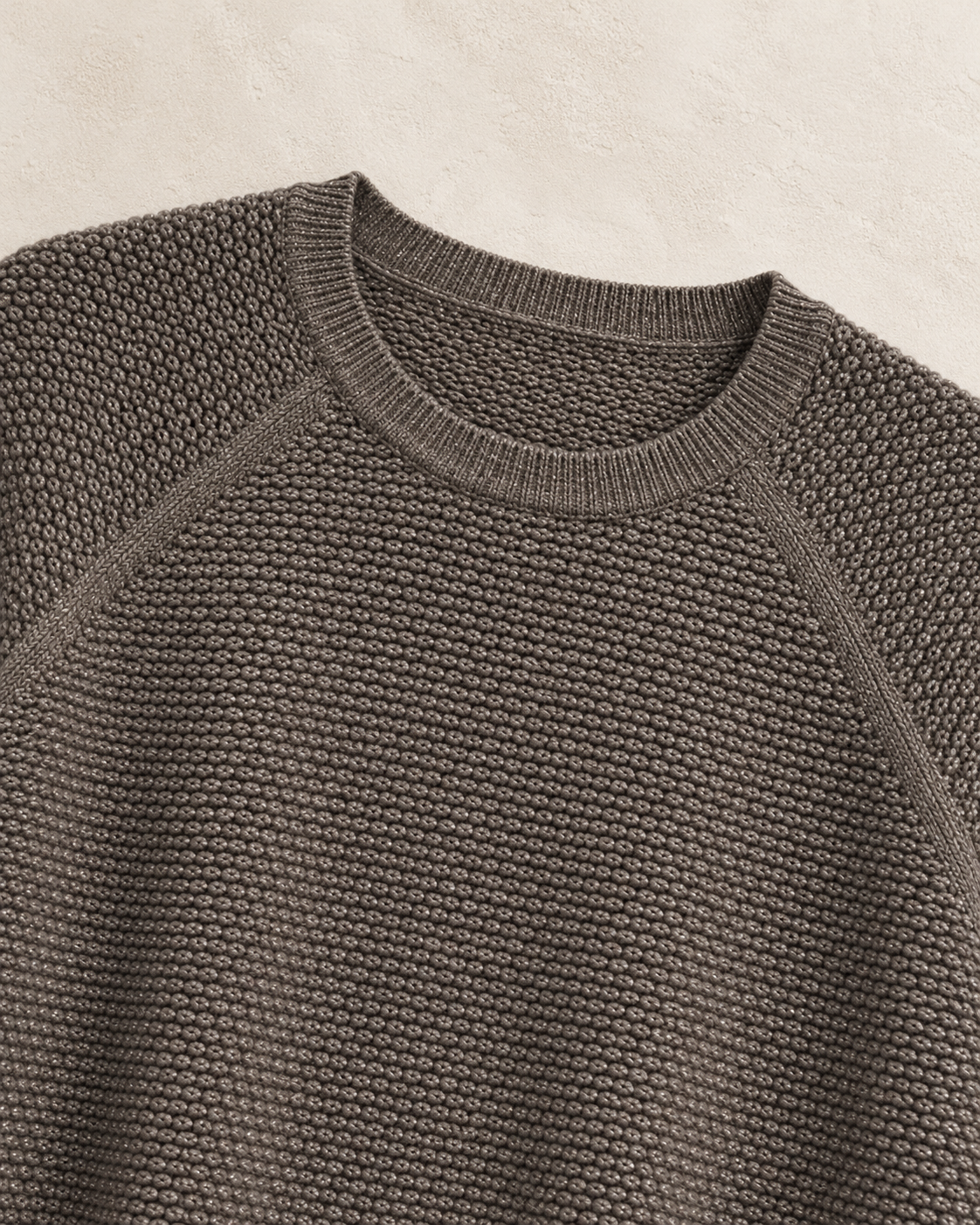 Solid Shimmer Warm Top – knit neckline detail