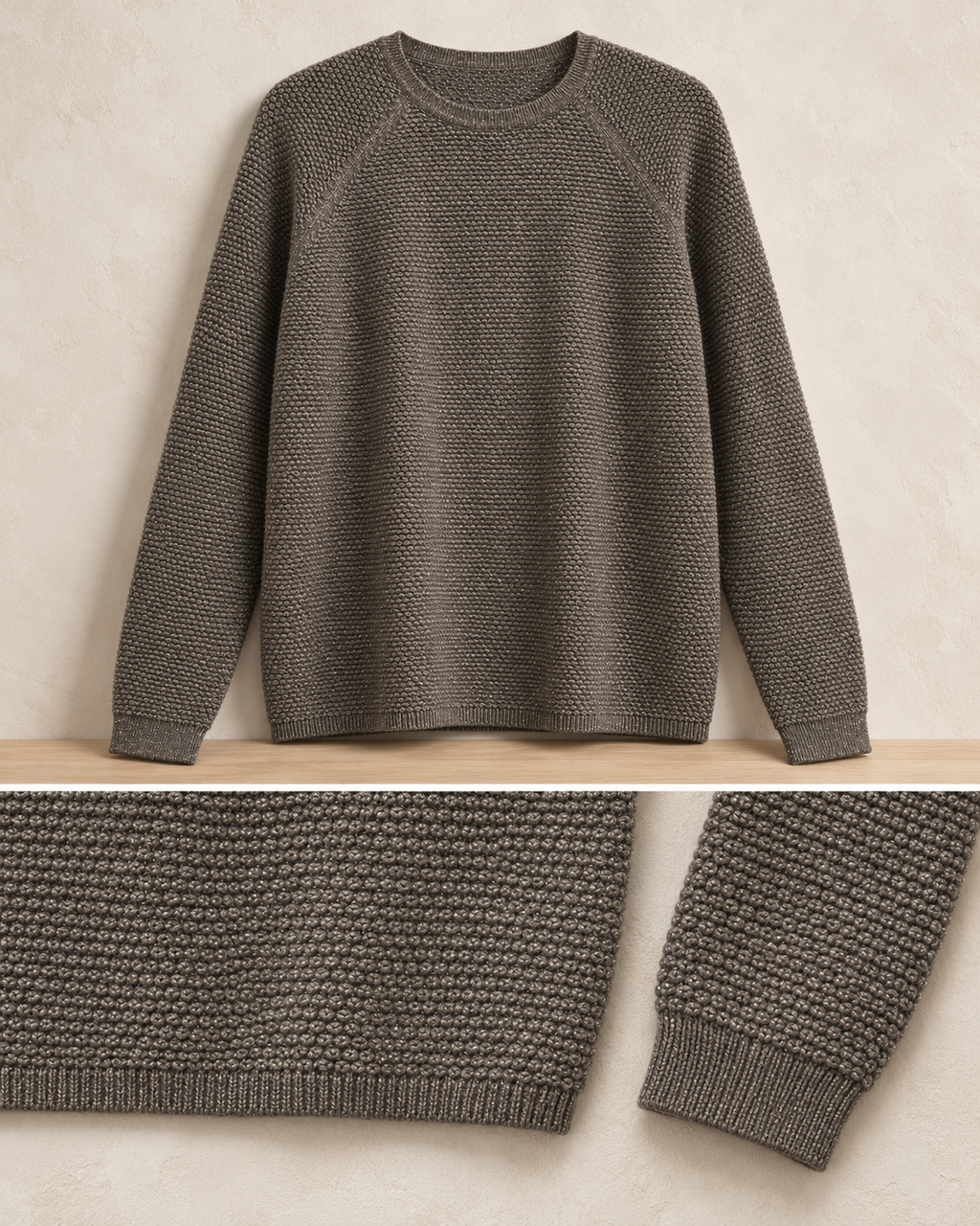 Solid Shimmer Warm Top – hem cuff detail