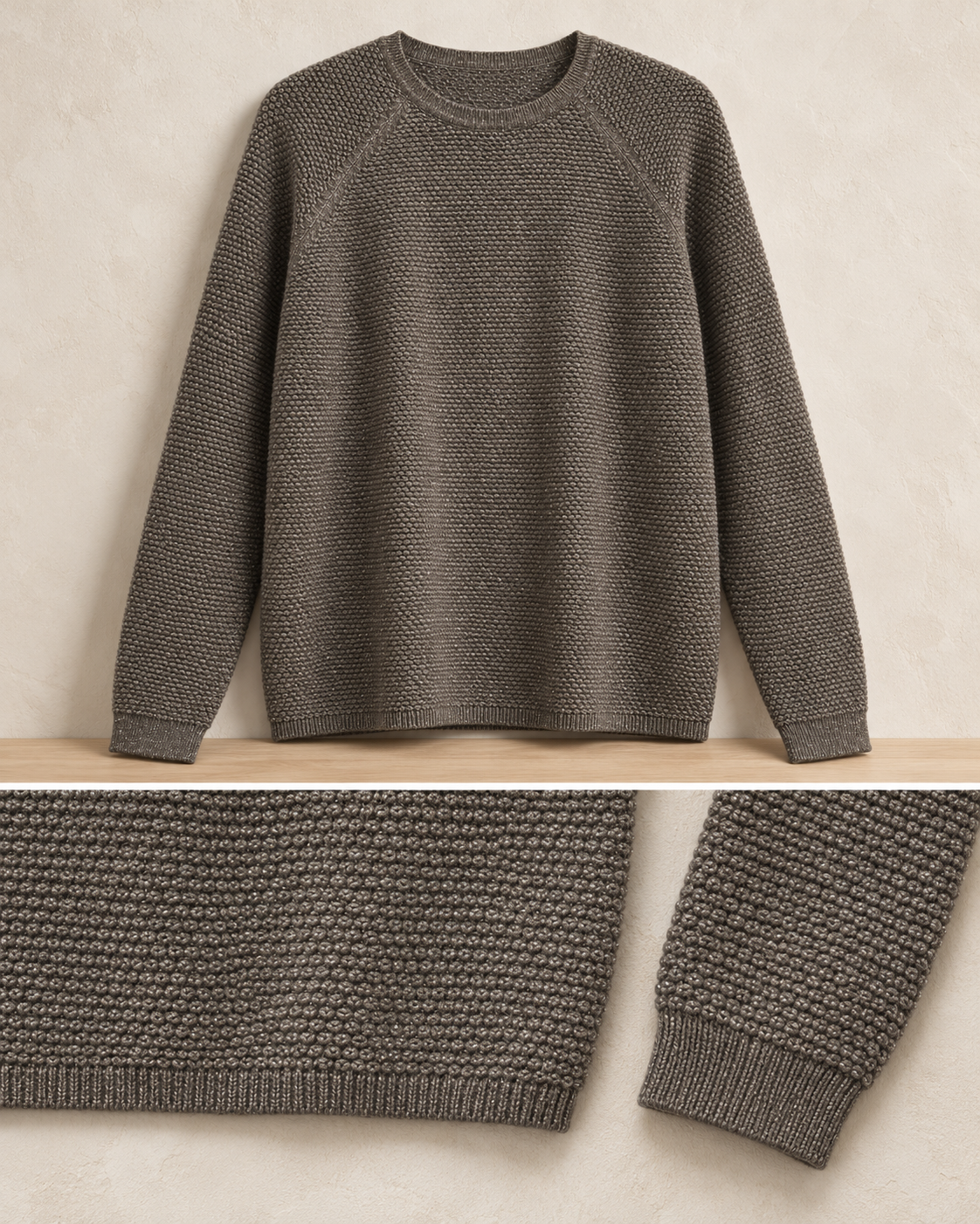 Solid Shimmer Warm Top – hem cuff detail